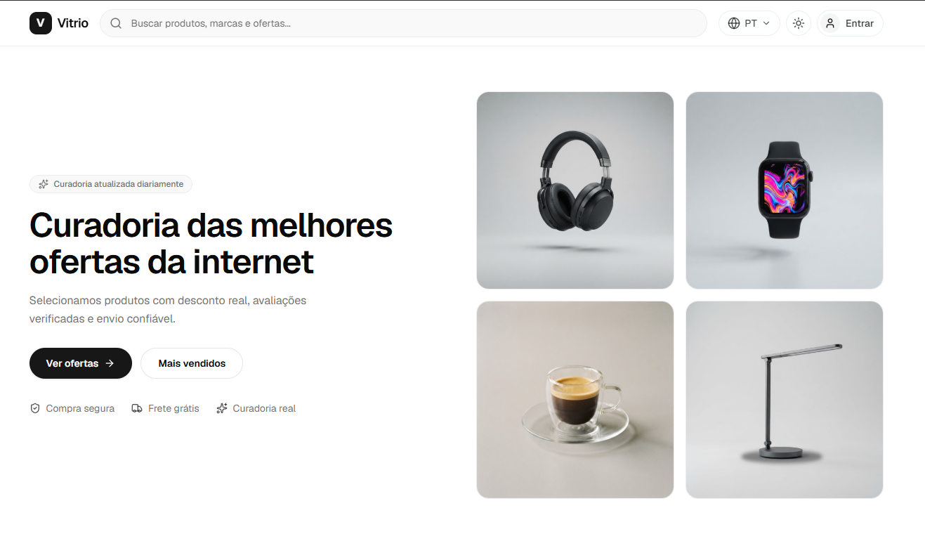 Página inicial da Vitrio Vendas